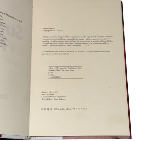 Strands Of Fate By Linda Kozar Mystery Novel Hardcover Special Edition - Picture 4 of 6